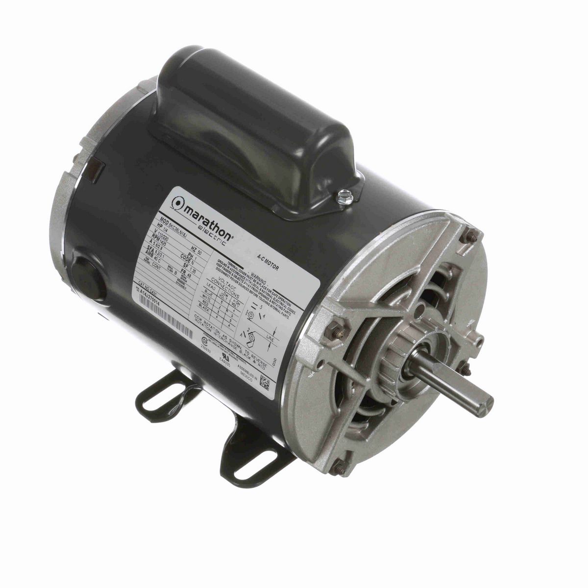 LEESON General Purpose Motor, 0.25 HP, 1 Ph, 50 Hz, 110/220 V, 1500 RPM, 48 Frame, DP - C431