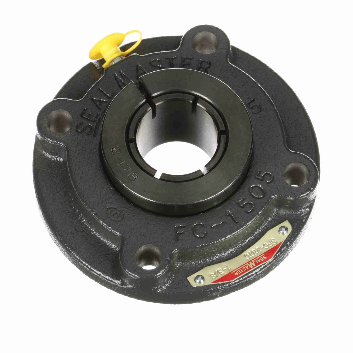 Sealmaster Mounted Cast Iron Flange Cartridge Ball Bearing - 52100 Bearing Steel, Black Oxided - Concentric Lock - SFC-22TC