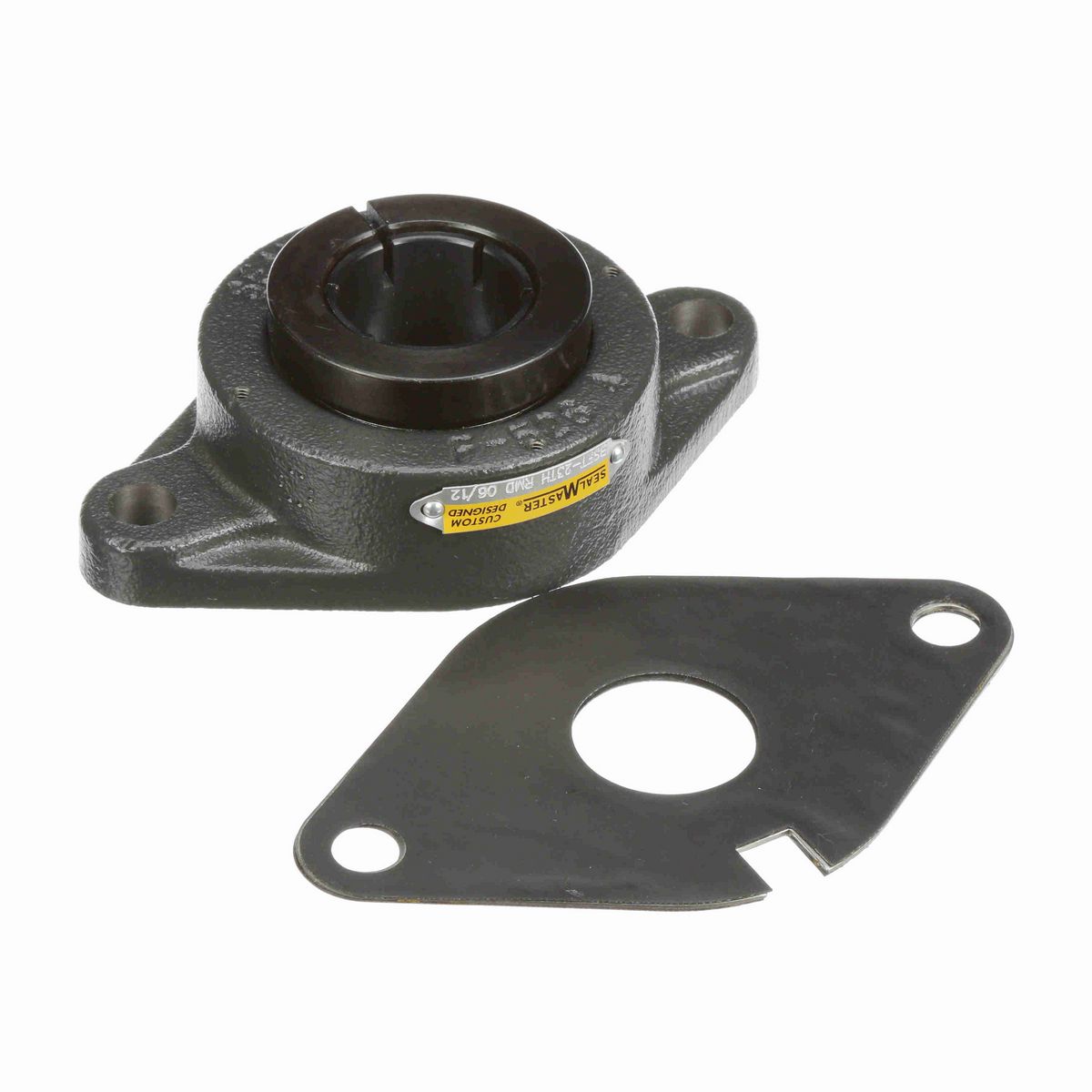 Sealmaster Mounted Cast Iron Two Bolt Flange Ball Bearing - 52100 Bearing Steel, Black Oxided - Concentric Lock - Reduced Maintenance - Lubed for Life - BSFT-23TH RMD