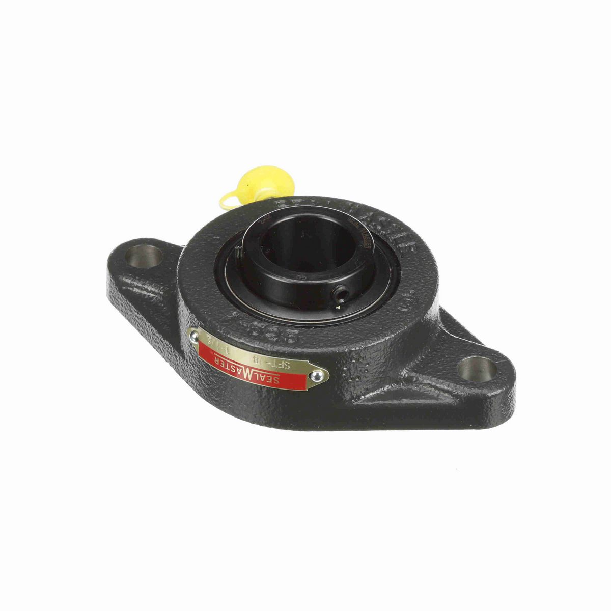 Sealmaster Mounted Cast Iron Two Bolt Flange Ball Bearing - 52100 Bearing Steel, Black Oxided - Setscrew Lock - SFT-18