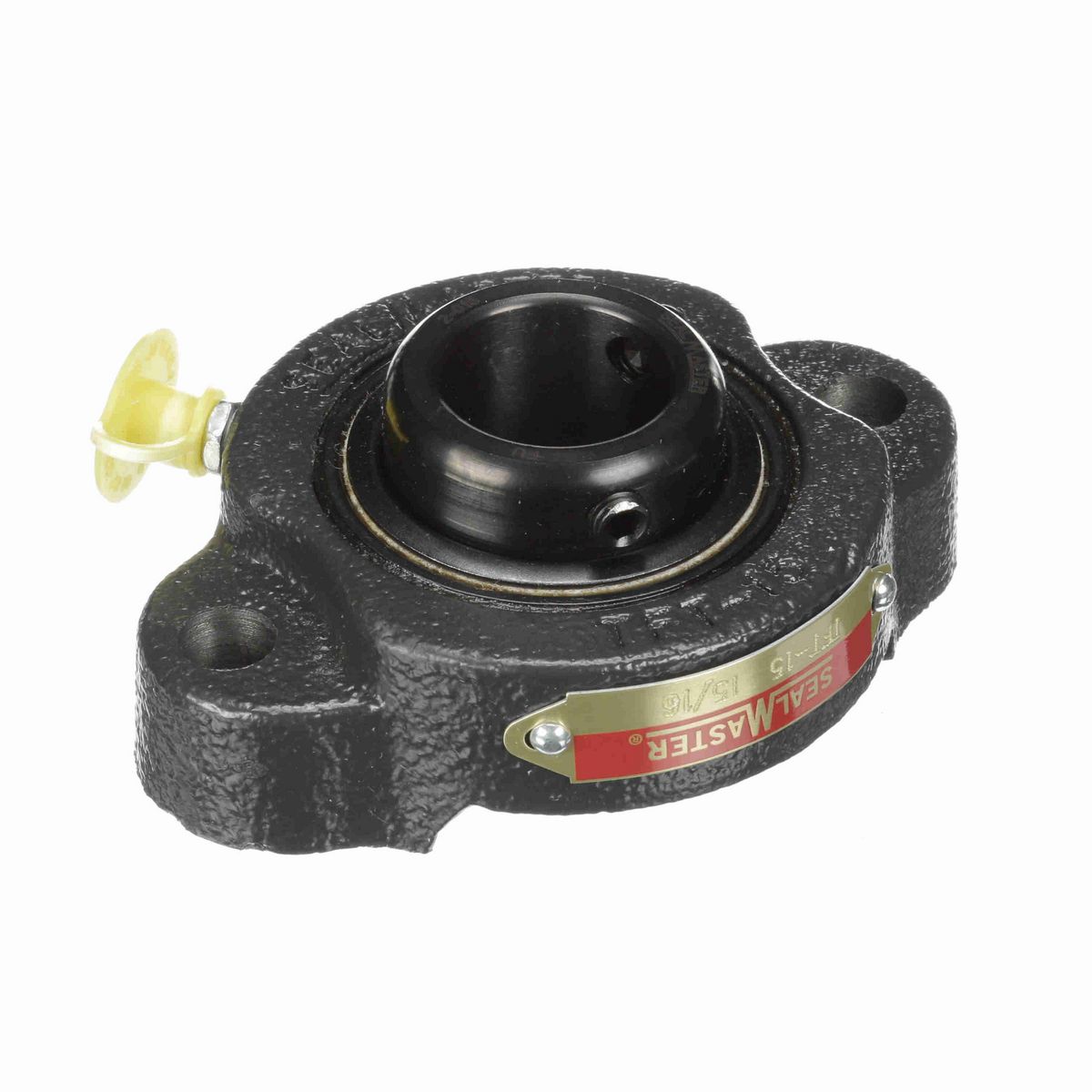 Sealmaster Mounted Cast Iron Two Bolt Flange Ball Bearing - 52100 Bearing Steel, Black Oxided - Setscrew Lock - TFT-15