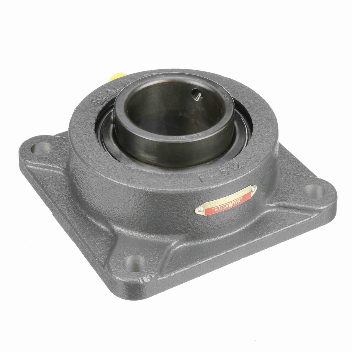 Sealmaster Mounted Cast Iron Four Bolt Flange Ball Bearing - 52100 Bearing Steel, Black Oxided - Setscrew Lock - SF-43