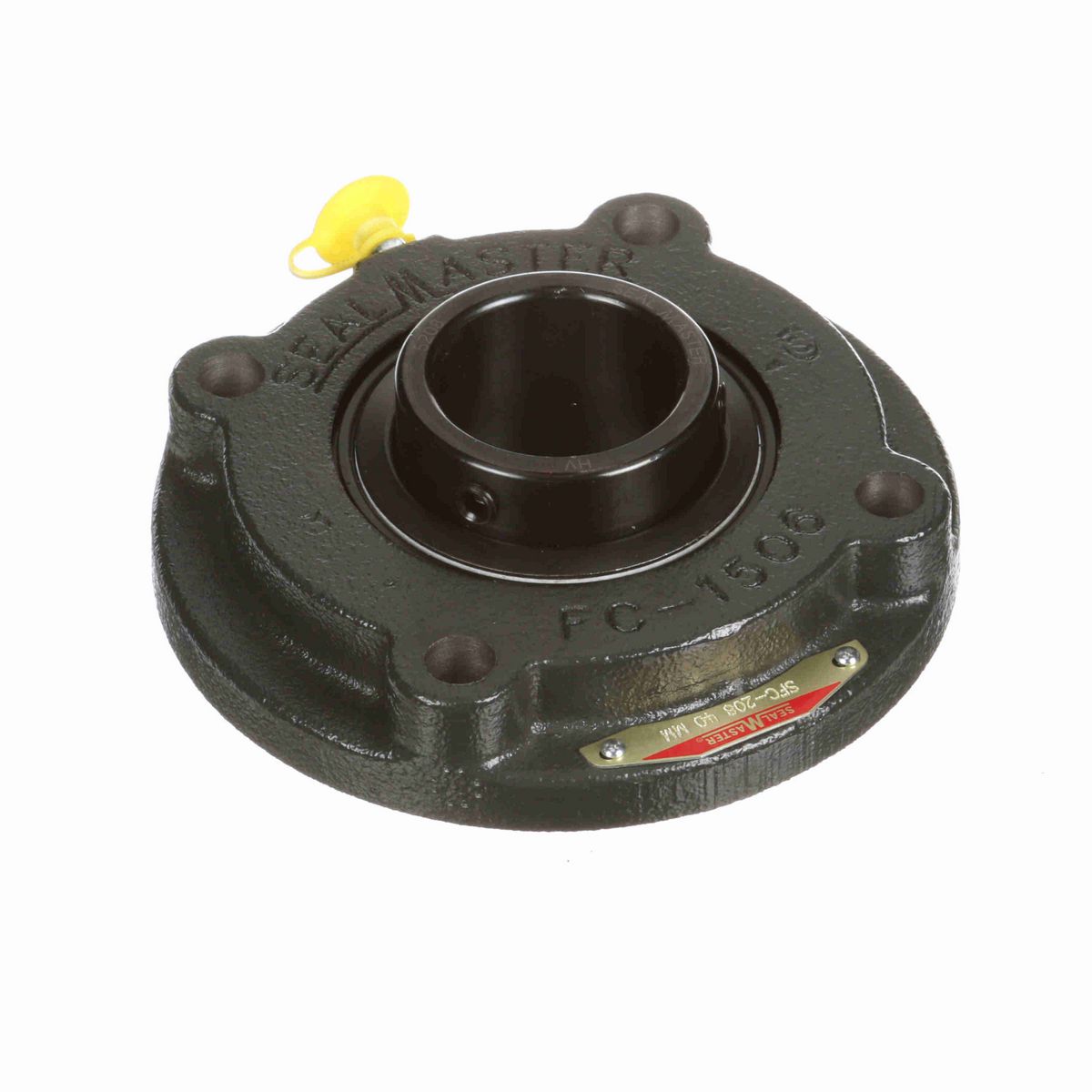 Sealmaster Mounted Cast Iron Flange Cartridge Ball Bearing - 52100 Bearing Steel, Black Oxided - Setscrew Lock - SFC-208