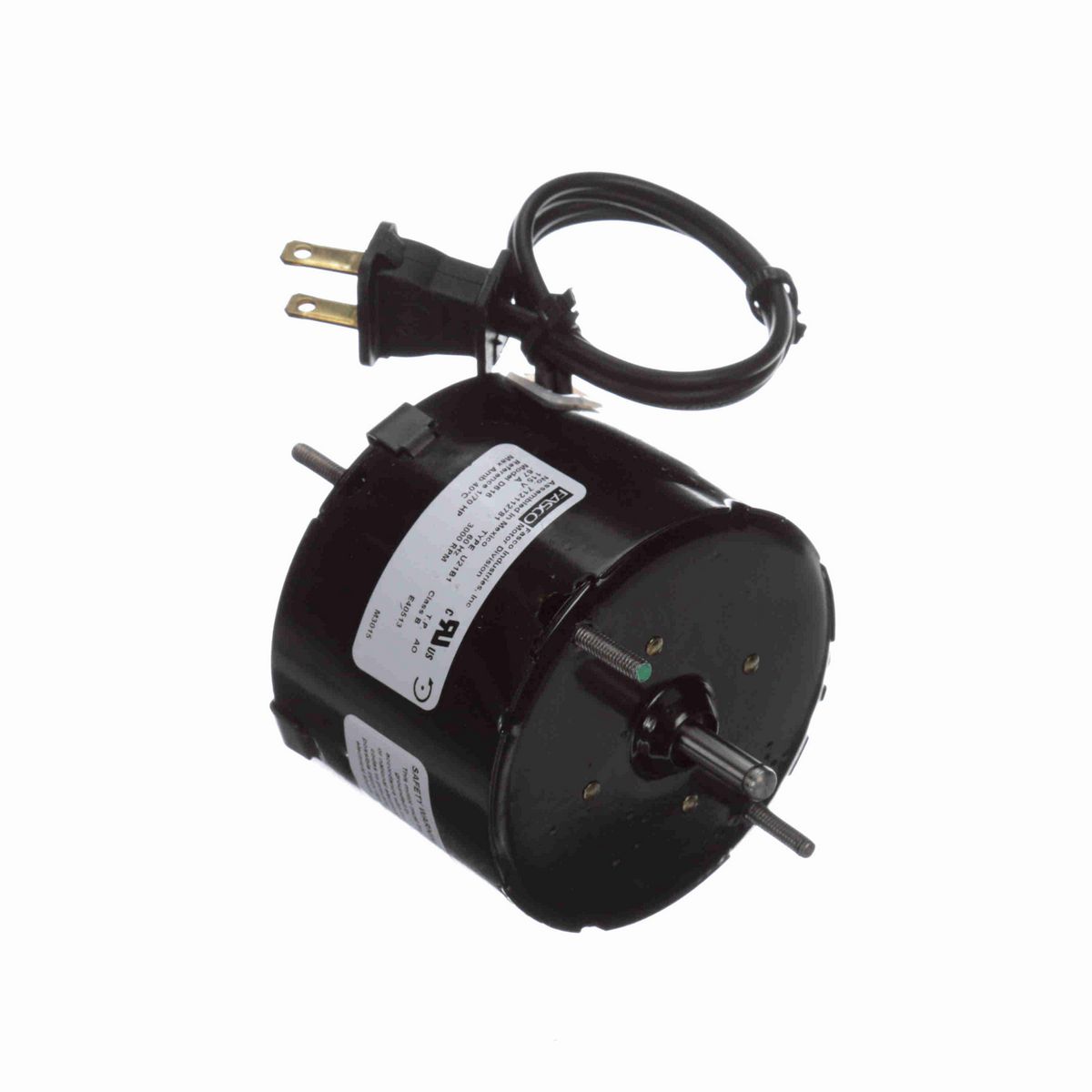 FASCO Ventilation Motor, 1/70 HP, 1 Ph, 60 Hz, 115 V, 3000 RPM, 1 Speed, 3.3" Diameter, TEAO - D616