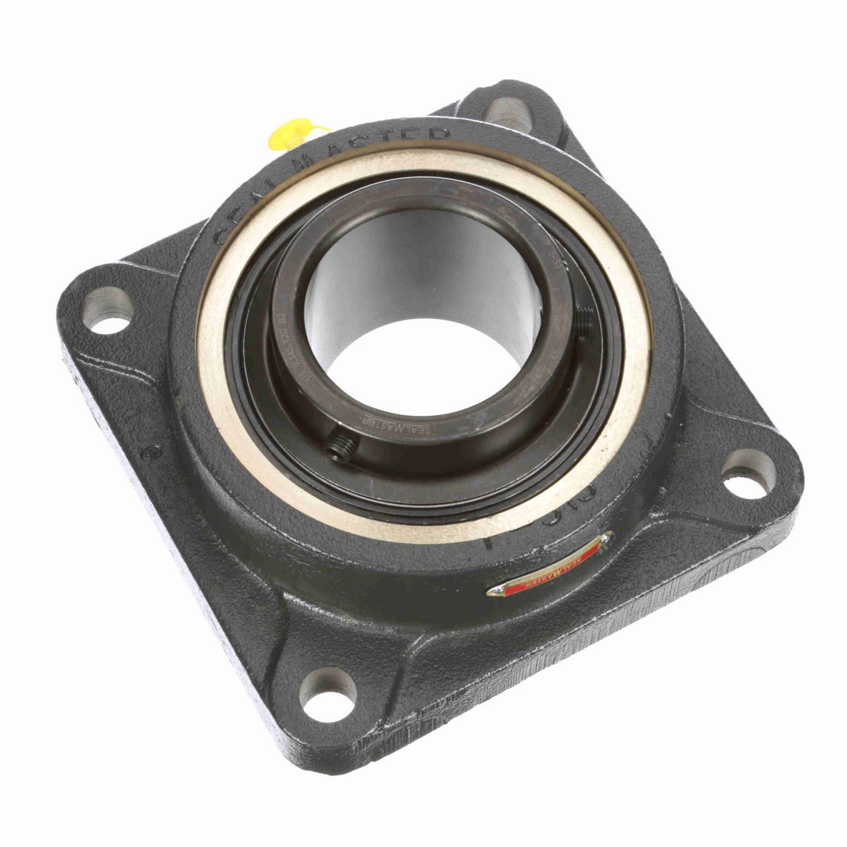 Sealmaster Mounted Cast Iron Four Bolt Flange Ball Bearing - 52100 Bearing Steel, Black Oxided - Setscrew Lock - EMSF-51