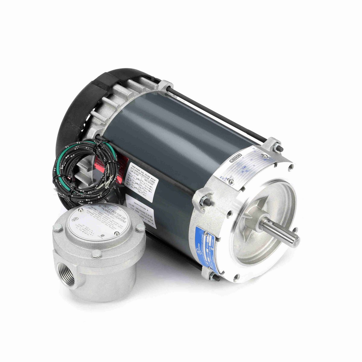 LEESON Explosion Proof Motor, 0.50 HP, 3 Ph, 60 Hz, 230/460 V, 1800 RPM, 56C Frame, EPFC - G829