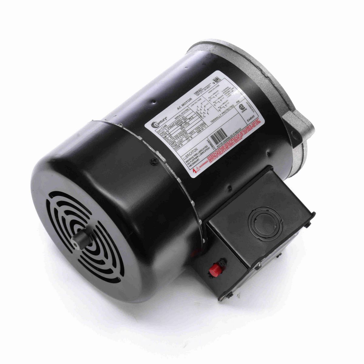 Century Auger Drive Motor, 1/2 HP, 3 Ph, 60 Hz, 208-230/460 V, 1800 RPM, 56N Frame, TEFC - C346