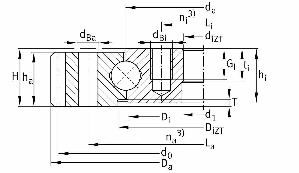 Опорно-поворотное устройство, подшипник с четырехточечным контактом, зубчатый венец на наружном кольце INA VA160302-N
