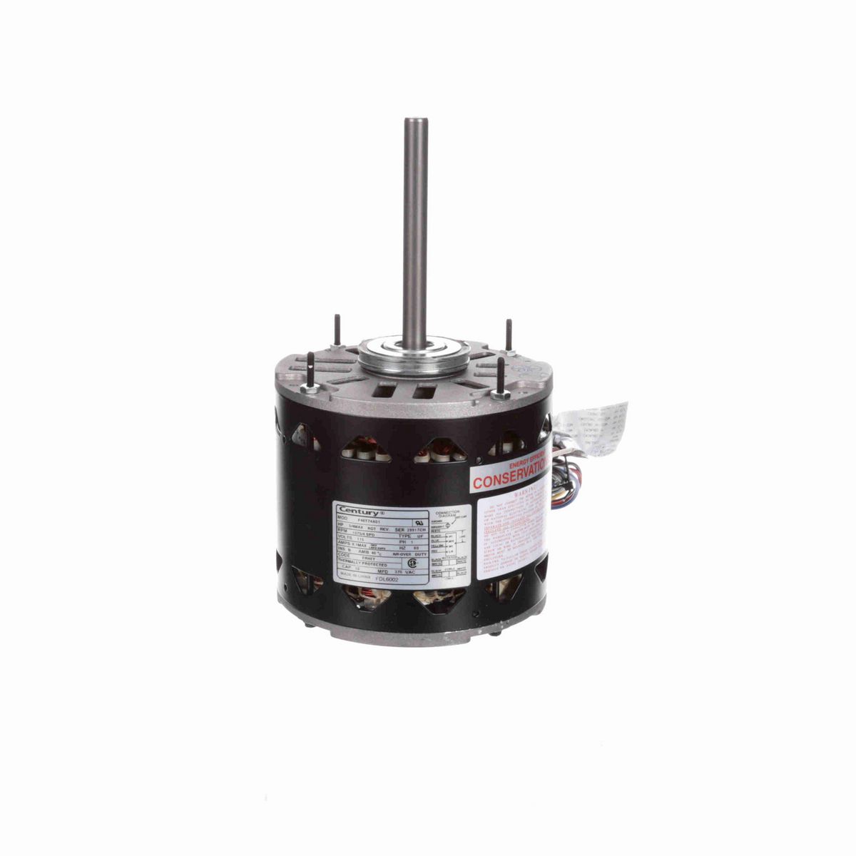 Century MASTERFIT™ Fan and Blower Motor, 3/4 MAX HP, 1 Ph, 60 Hz, 115 V, 1075 RPM, 4 Speed, 48 Frame, OAO - FDL6002