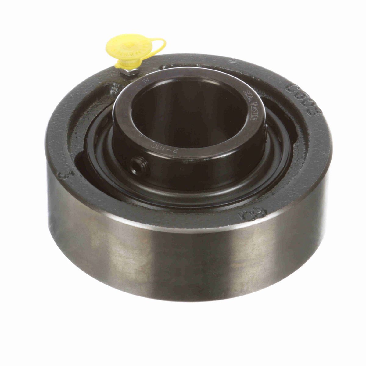 Sealmaster Mounted Cast Iron Cylindrical Cartridge Ball Bearing - 52100 Bearing Steel, Black Oxided - Setscrew Lock - SC-27C