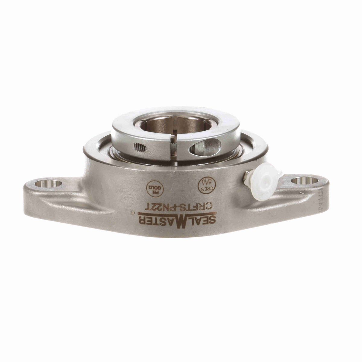 Sealmaster Mounted Stainless Steel Two Bolt Flange Ball Bearing - 52100 Bearing Steel, Phosphorus Nickel Coated - Concentric Lock - Corrosion Resistant - CRFTS-PN22T