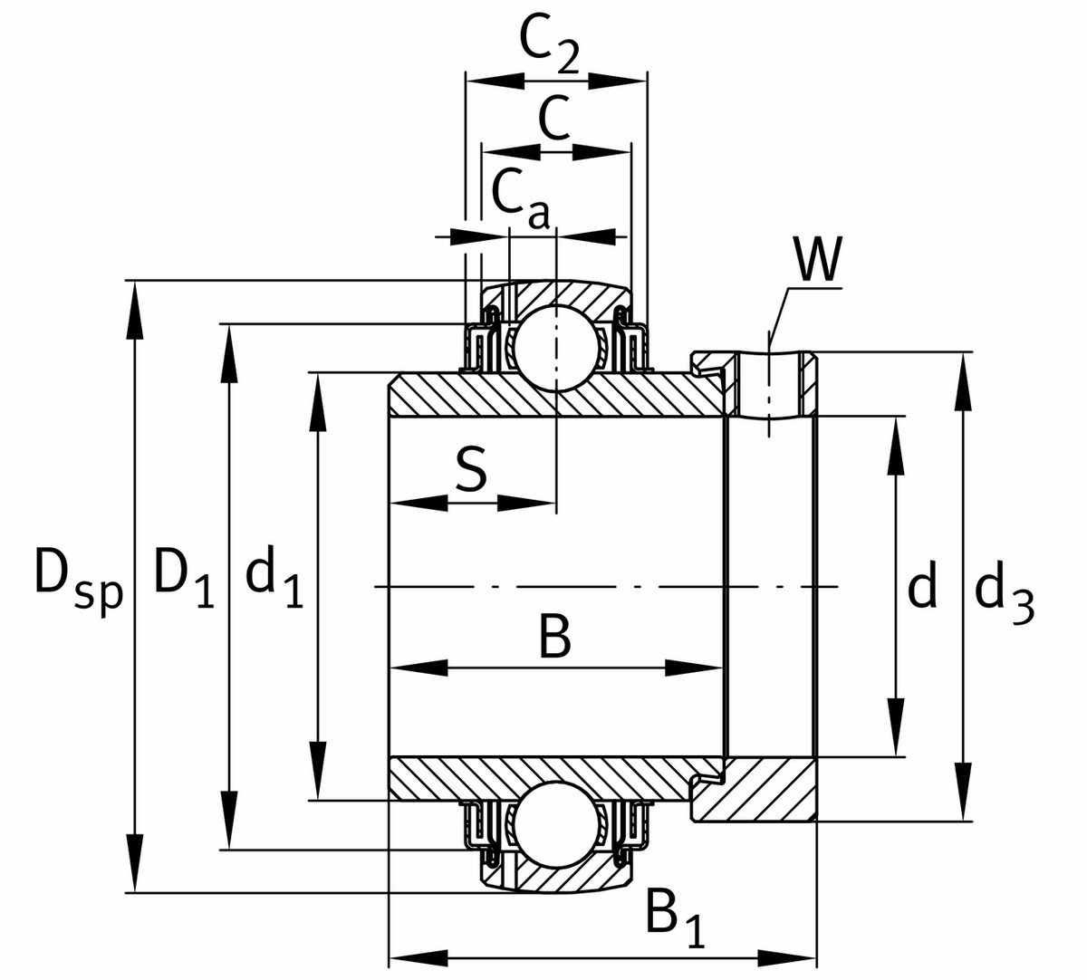 Радиальный закрепляемый шарикоподшипник INA GE50-XL-KLL-B (GE50-KLL-B)