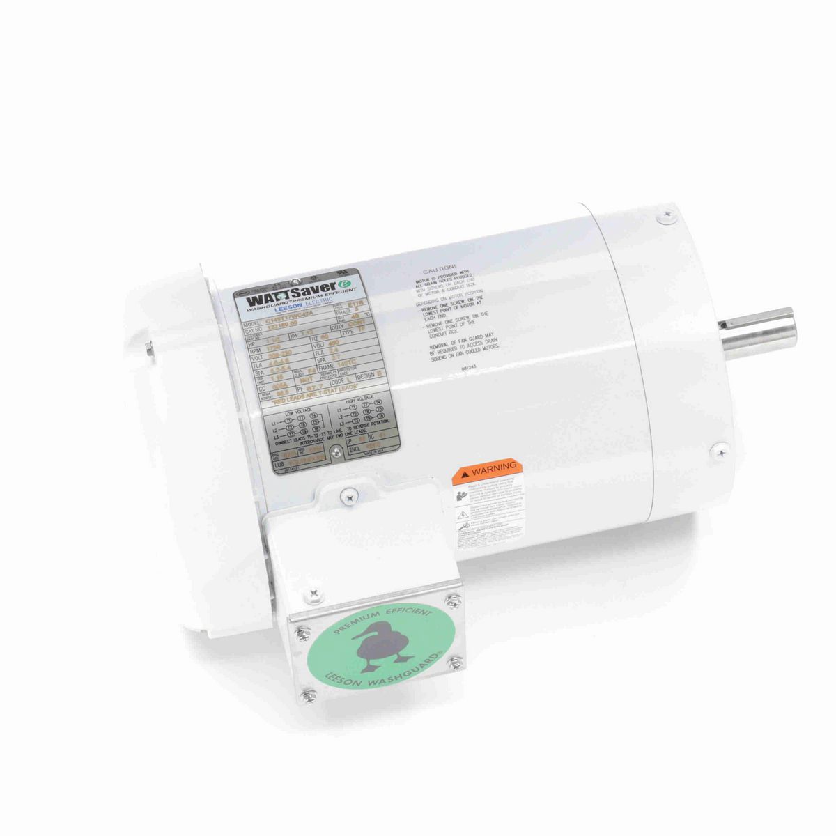 LEESON White Duck™ General Purpose Motor, 1.50 HP, 3 Ph, 60 Hz, 230/460 V, 1800 RPM, 145TC Frame, TEFC - 122180.00
