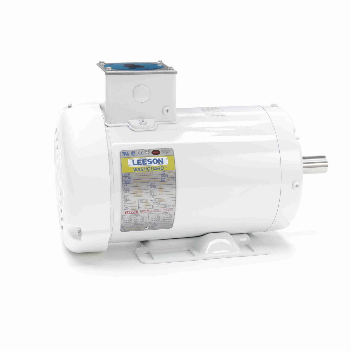 LEESON Feather Picker Motor, 3 HP, 3 Ph, 60 Hz, 230/460 V, 1800 RPM, 56HZ Frame, TEFC - 119783.00