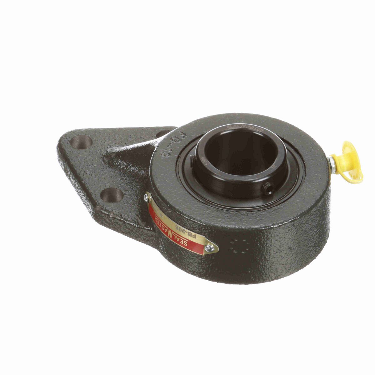 Sealmaster Mounted Cast Iron Three Bolt Flange Bracket Ball Bearing - 52100 Bearing Steel, Black Oxided - Setscrew Lock - FB-206
