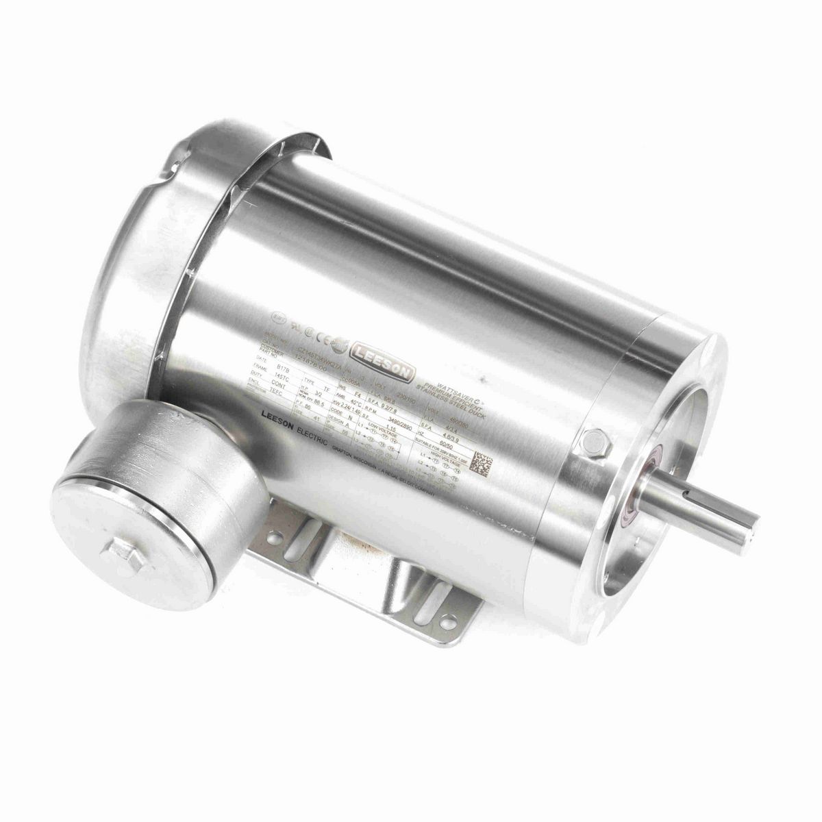 LEESON Premium Duck™ General Purpose Motor, 3 & 2 HP, 3 Ph, 60 & 50 Hz, 230/460 & 190/380 V, 3600 & 3000 RPM, 145TC Frame, TEFC - 121878.00