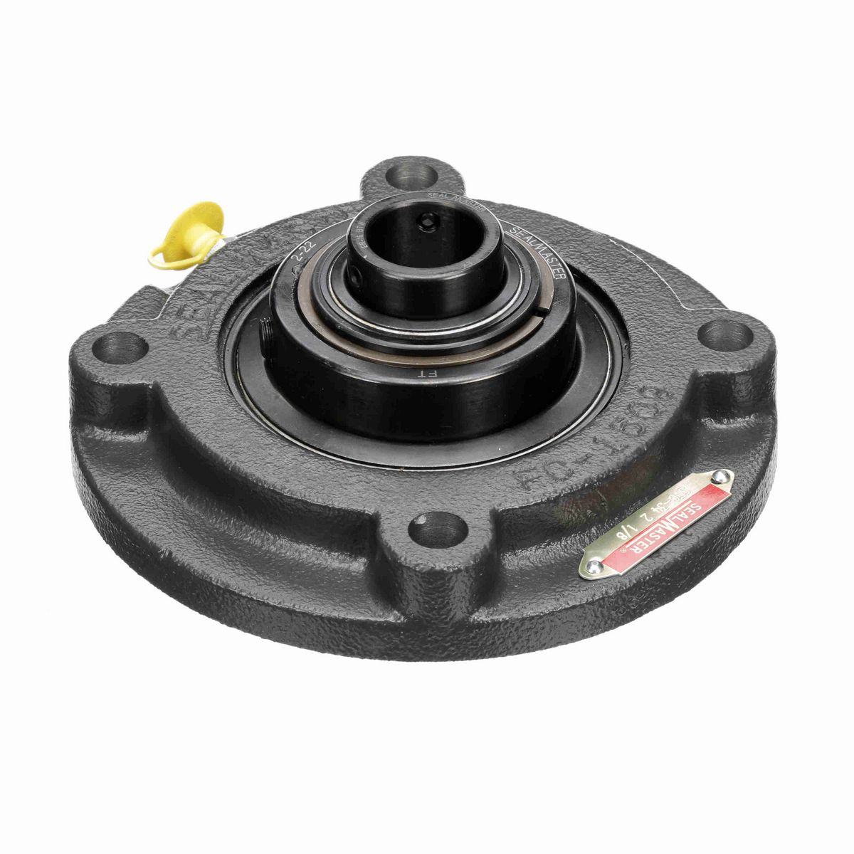 Sealmaster Mounted Cast Iron Flange Cartridge Ball Bearing - 52100 Bearing Steel, Black Oxided - Setscrew Lock - SFC-34
