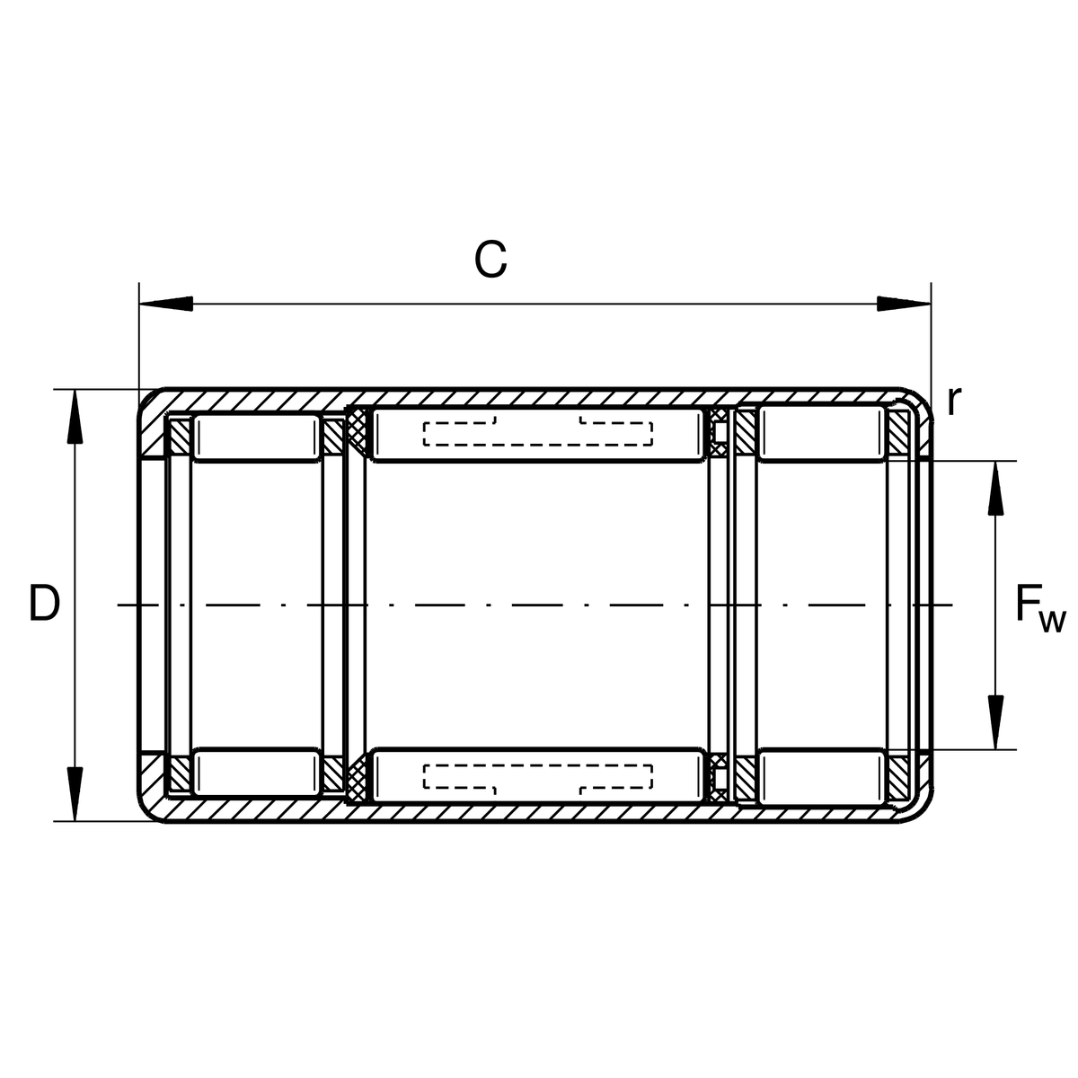 Обгонная муфта со штампованным наружным кольцом INA HFL0822-KF