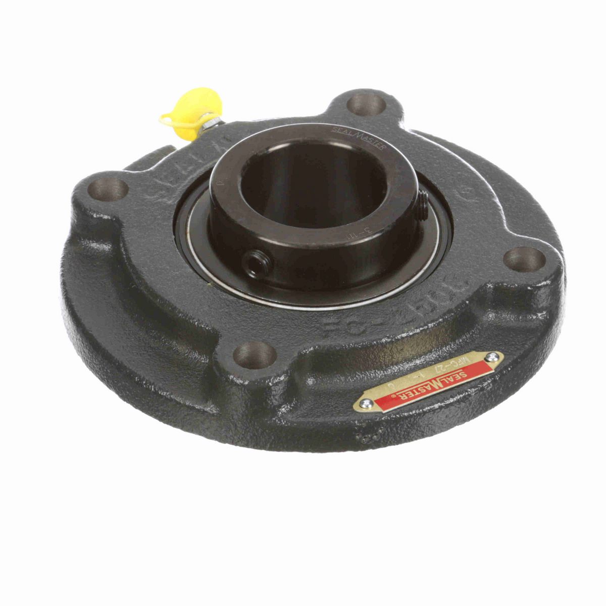 Sealmaster Mounted Cast Iron Flange Cartridge Ball Bearing - 52100 Bearing Steel, Black Oxided - Setscrew Lock - MFC-27