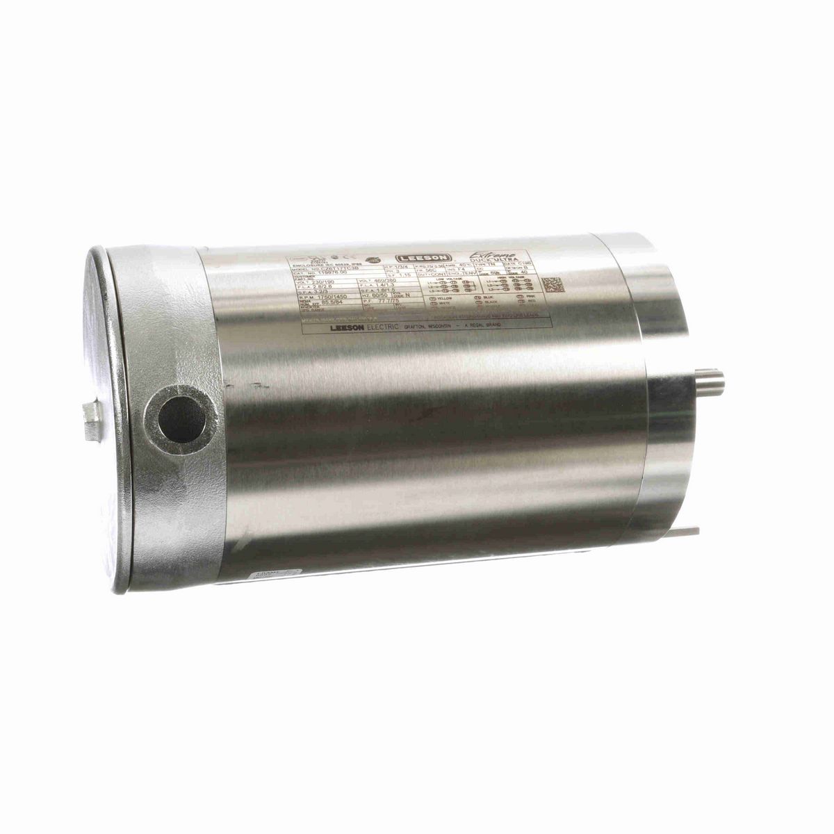 LEESON Extreme Duck® Ultra General Purpose Motor, 1 & 0.75 HP, 3 Ph, 60 & 50 Hz, 230/460 & 190/380 V, 1800 & 1500 RPM, 56C Frame, TENV - 119976.00