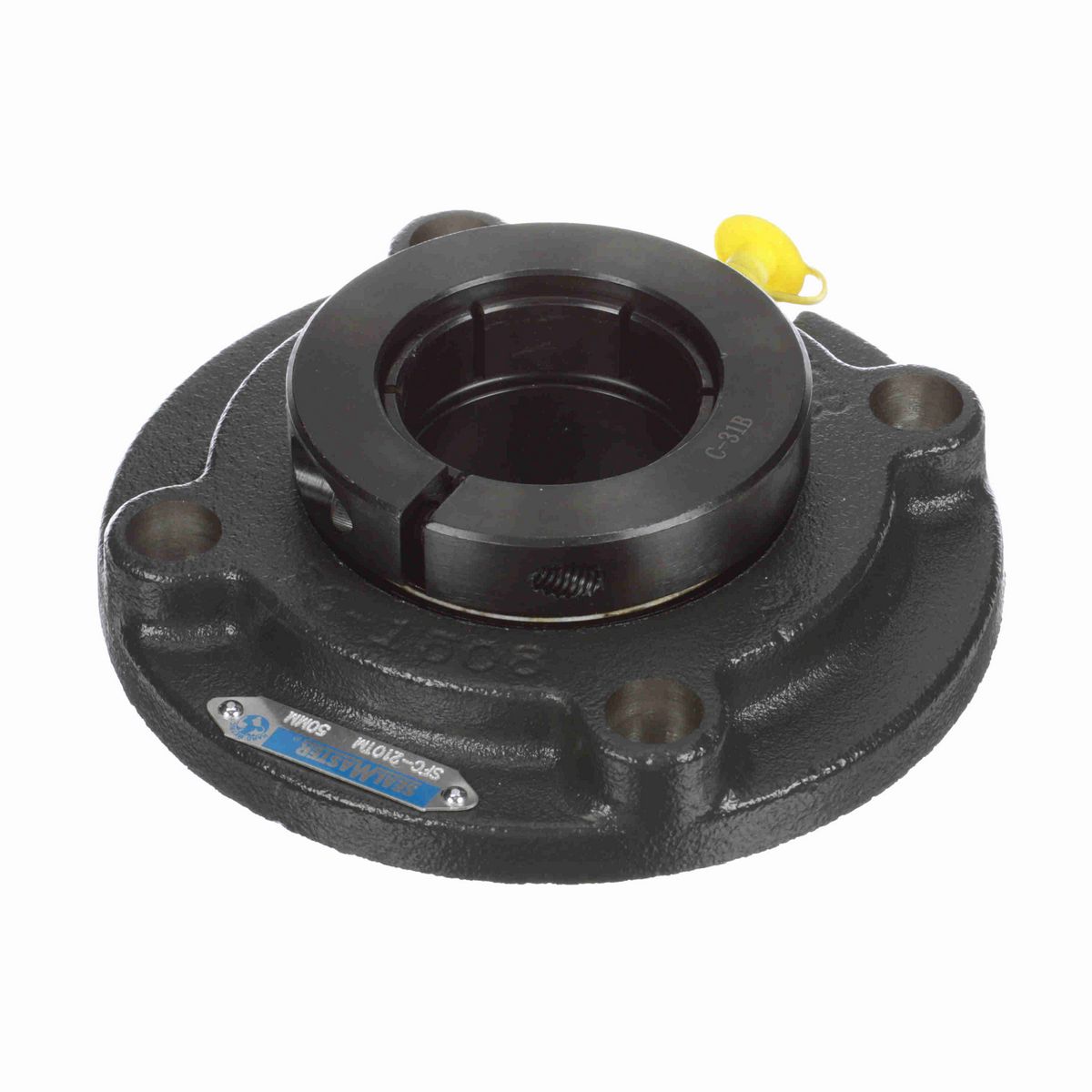 Sealmaster Mounted Cast Iron Flange Cartridge Ball Bearing - 52100 Bearing Steel, Black Oxided - Concentric Lock - SFC-210TM