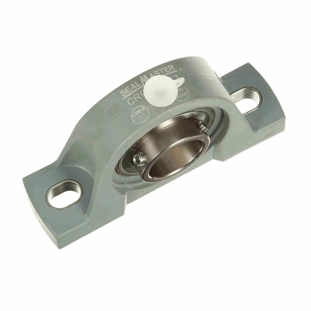Sealmaster Mounted Composite Two Bolt Pillow Block Ball Bearing - 52100 Bearing Steel, Phosphorus Nickel Coated - Setscrew Lock - Corrosion Resistant - CRPC-PN23