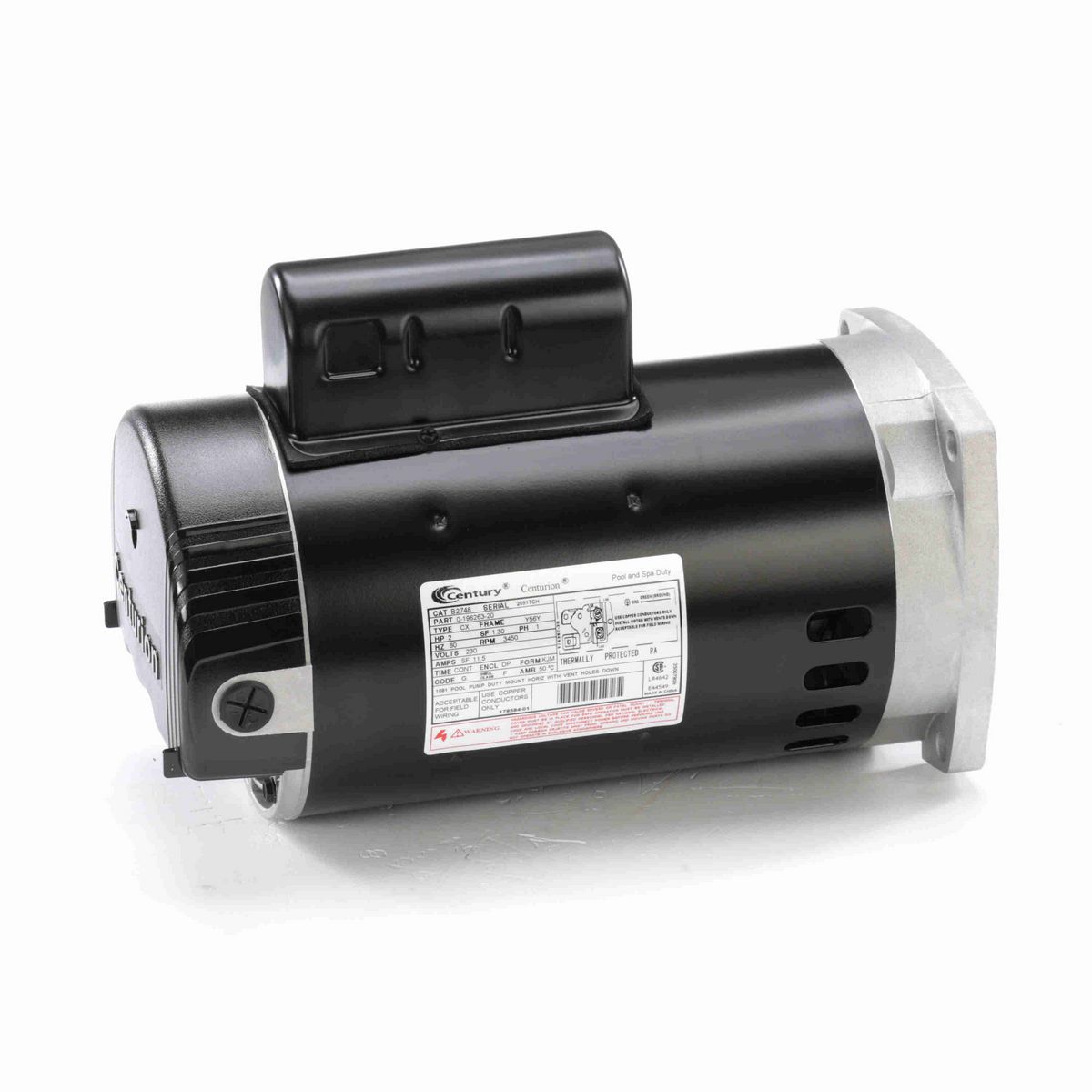 Century Pool Pump Motor, 2.0 HP, 1 Ph, 60 Hz, 230 V, 3600 RPM, Y56Y Frame, DP - B2748