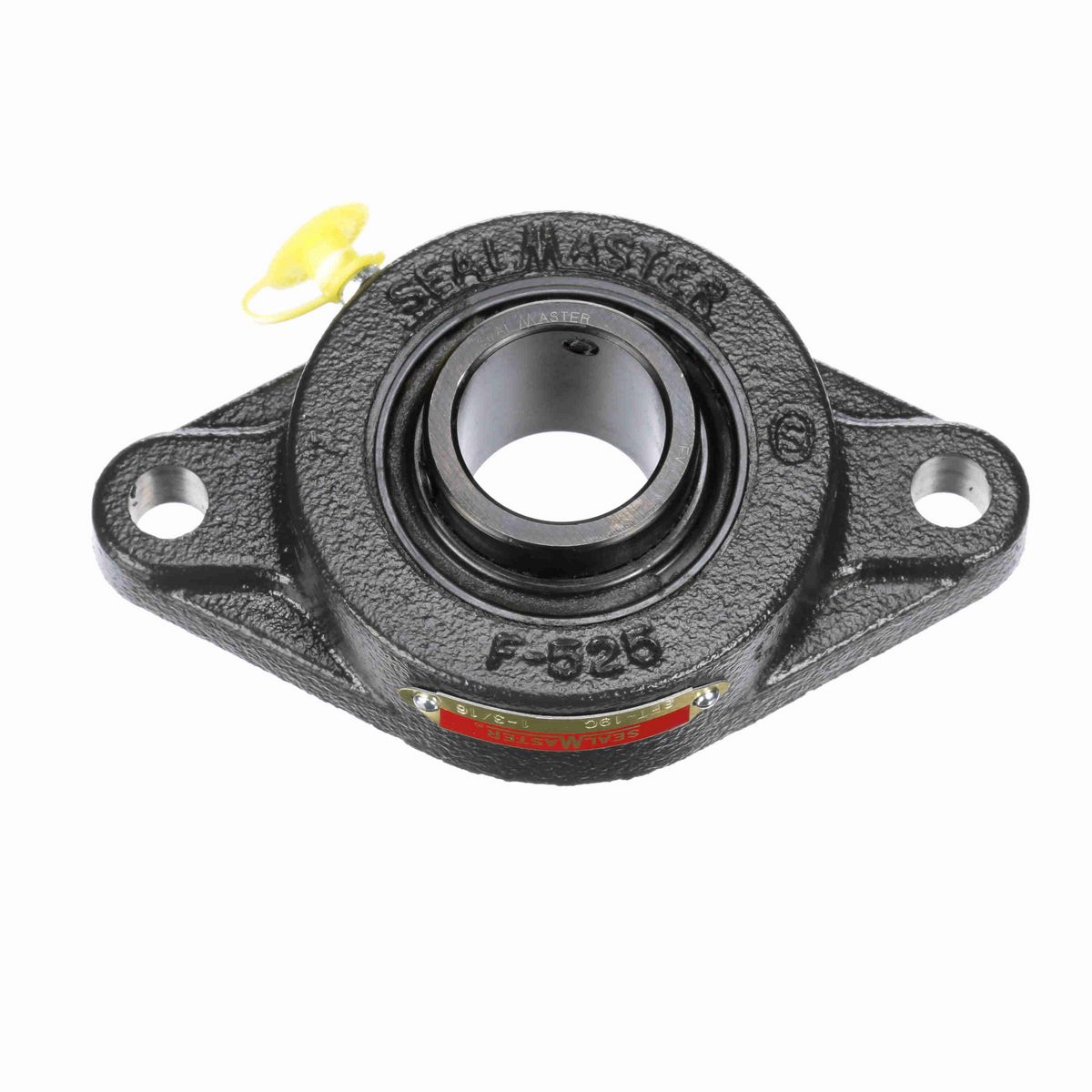 Sealmaster Mounted Cast Iron Two Bolt Flange Ball Bearing - 52100 Bearing Steel, Black Oxided - Setscrew Lock - SFT-19C