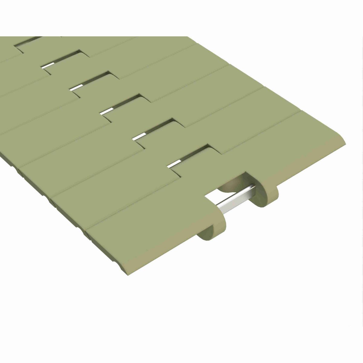 Rexnord 882B Side-flexing Solid Top, Material: Green Abrasion Resistant Polyamide, Width: 7.5in, Pitch: 1.5in - 81431932