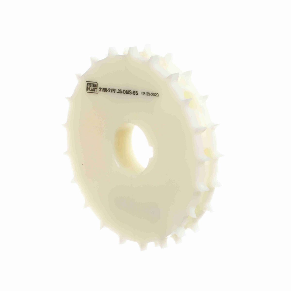 System Plast 2190 Series Split Machined Sprocket with 21 Teeth, a 1-1/4in Round Shaft-Ready Bore and Setscrew - 2190-21R1.25-DMS-SS