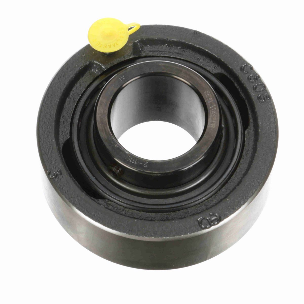 Sealmaster Mounted Cast Iron Cylindrical Cartridge Ball Bearing - 52100 Bearing Steel, Black Oxided - Setscrew Lock - SC-27C