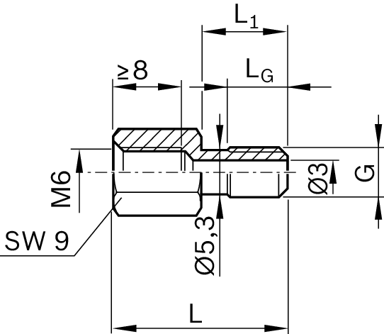 Удлинитель для шариковых рельсовых систем Bosch Rexroth M6X10,5-M6 [R345503069]