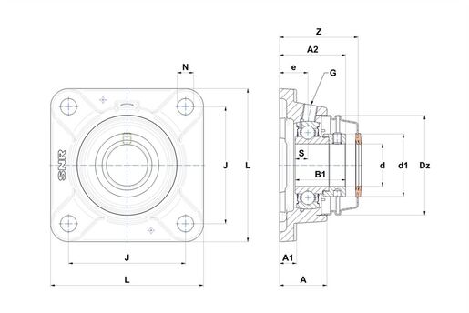 Фланцевый подшипниковый узел SNR ESFE202T04COE