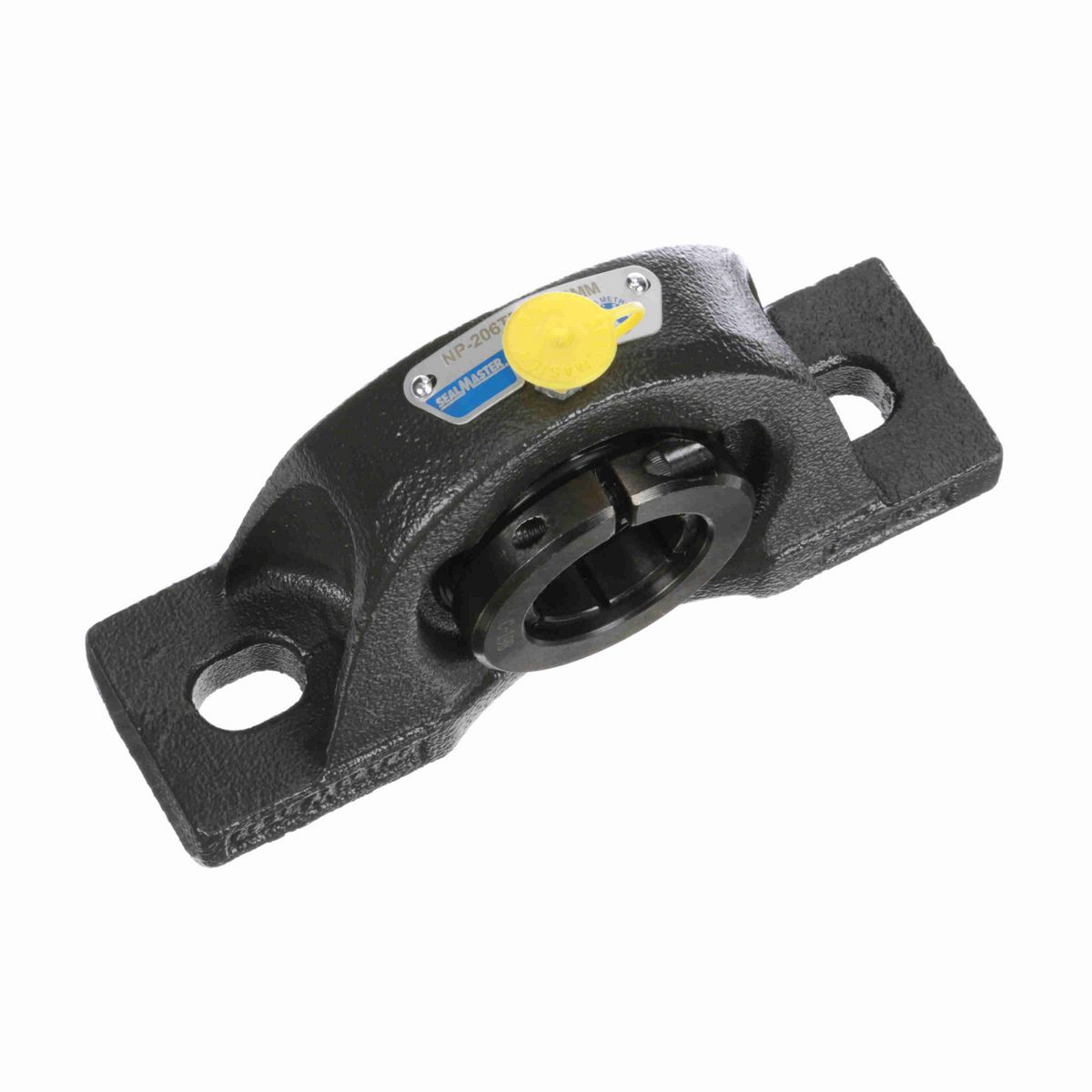 Sealmaster Mounted Cast Iron Two Bolt Pillow Block Ball Bearing - 52100 Bearing Steel, Black Oxided - Concentric Lock - NP-206TMC