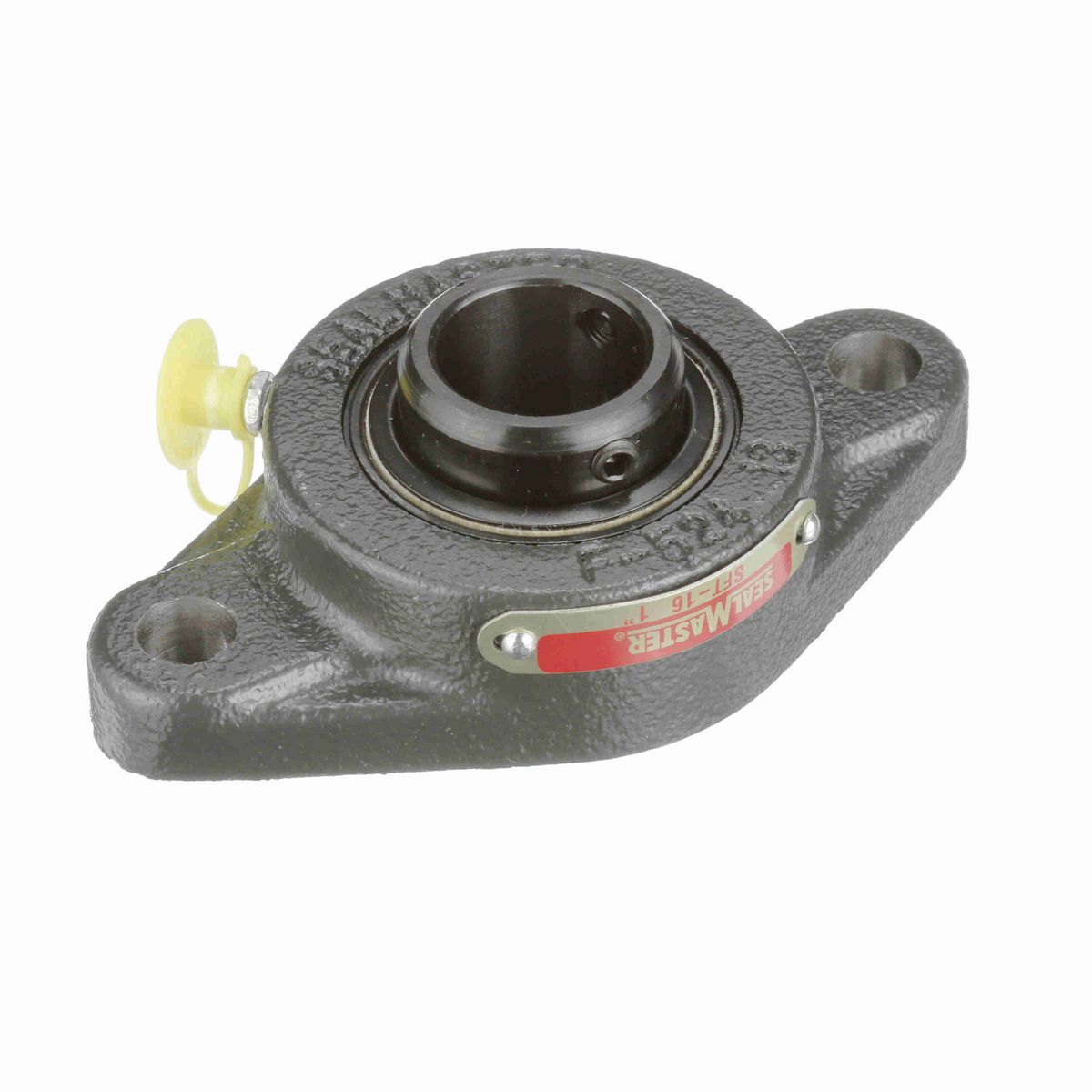 Sealmaster Mounted Cast Iron Two Bolt Flange Ball Bearing - 52100 Bearing Steel, Black Oxided - Setscrew Lock - SFT-16