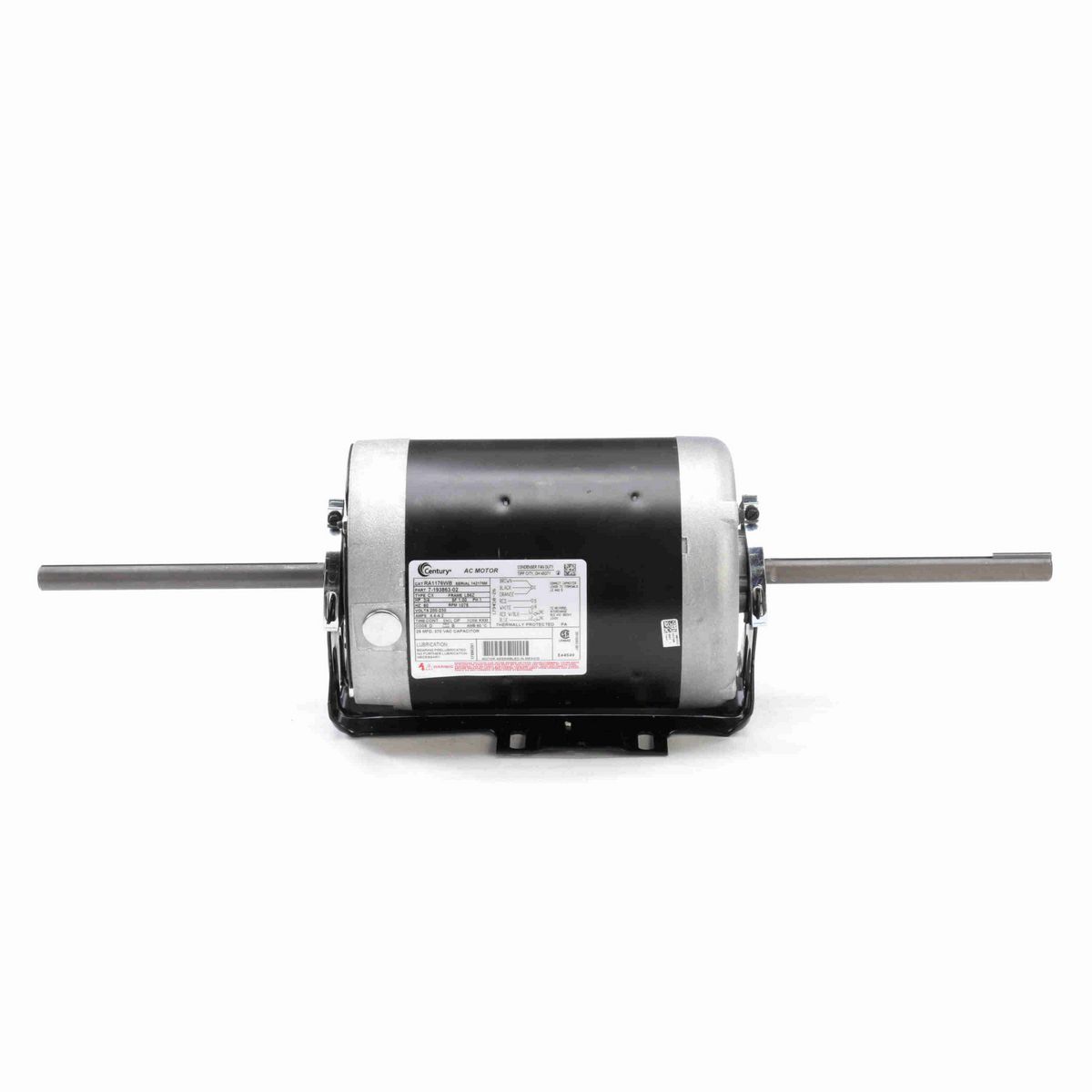 Century Fan and Blower Motor, 3/4 HP, 1 Ph, 60 Hz, 200-230 V, 1200 RPM, L56Z Frame, DP - RA1176WB