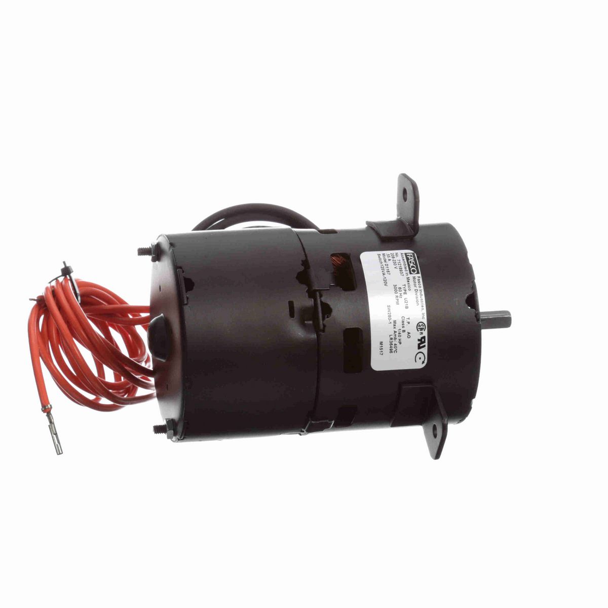 FASCO OEM Replacement Motor, 1/40 HP, 1 Ph, 60 Hz, 208-230 V, 3000 RPM, 1 Speed, 3.3" Diameter, OAO - D1167