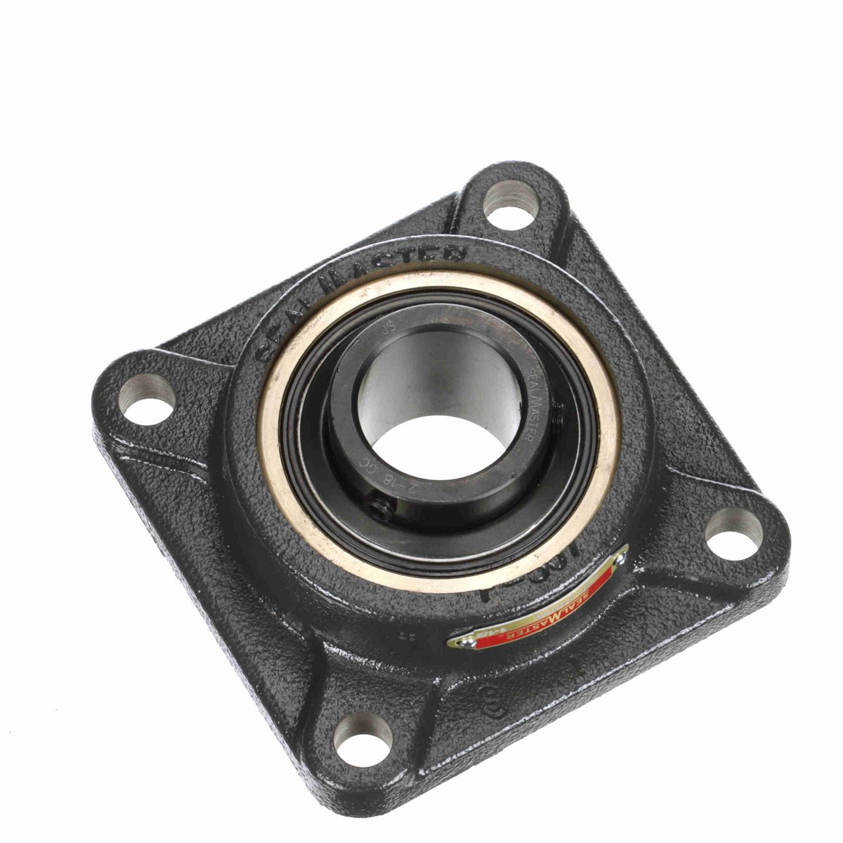 Sealmaster Mounted Cast Iron Four Bolt Flange Ball Bearing - 52100 Bearing Steel, Black Oxided - Setscrew Lock - High Temperature - ESF-24 GCS