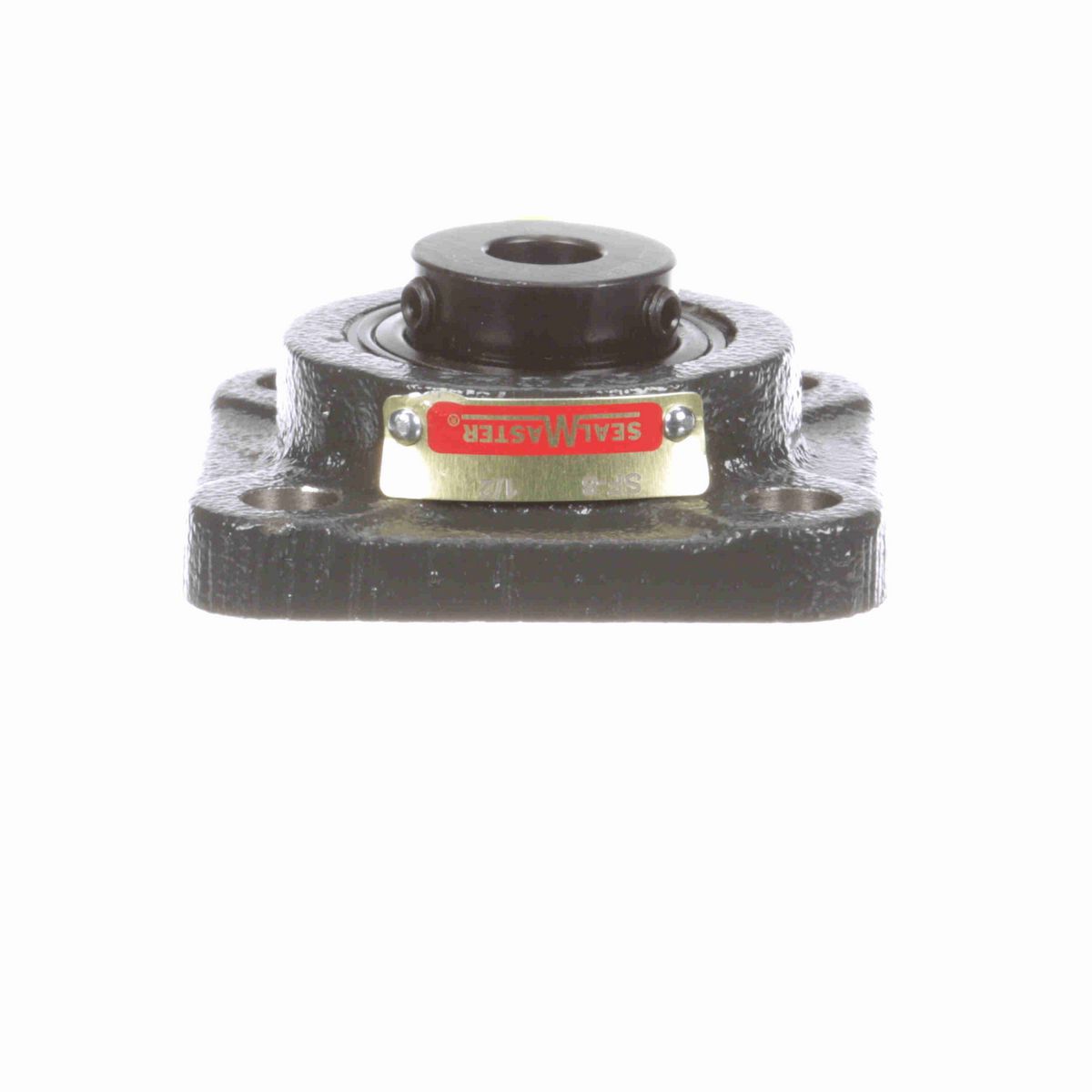 Sealmaster Mounted Cast Iron Four Bolt Flange Ball Bearing - 52100 Bearing Steel, Black Oxided - Setscrew Lock - SF-8