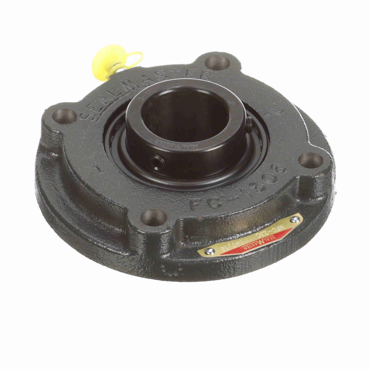 Sealmaster Mounted Cast Iron Flange Cartridge Ball Bearing - 52100 Bearing Steel, Black Oxided - Setscrew Lock - MFC-23C