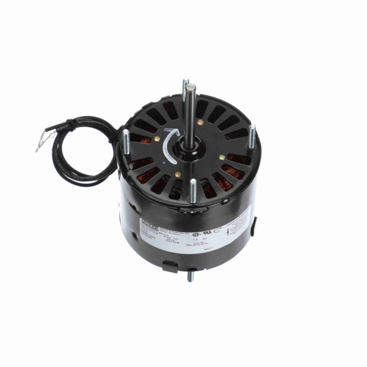 FASCO Fan and Blower Motor, 1/30 HP, 1 Ph, 60 Hz, 115 V, 3000 RPM, 1 Speed, 3.3" Diameter, TEAO - D206