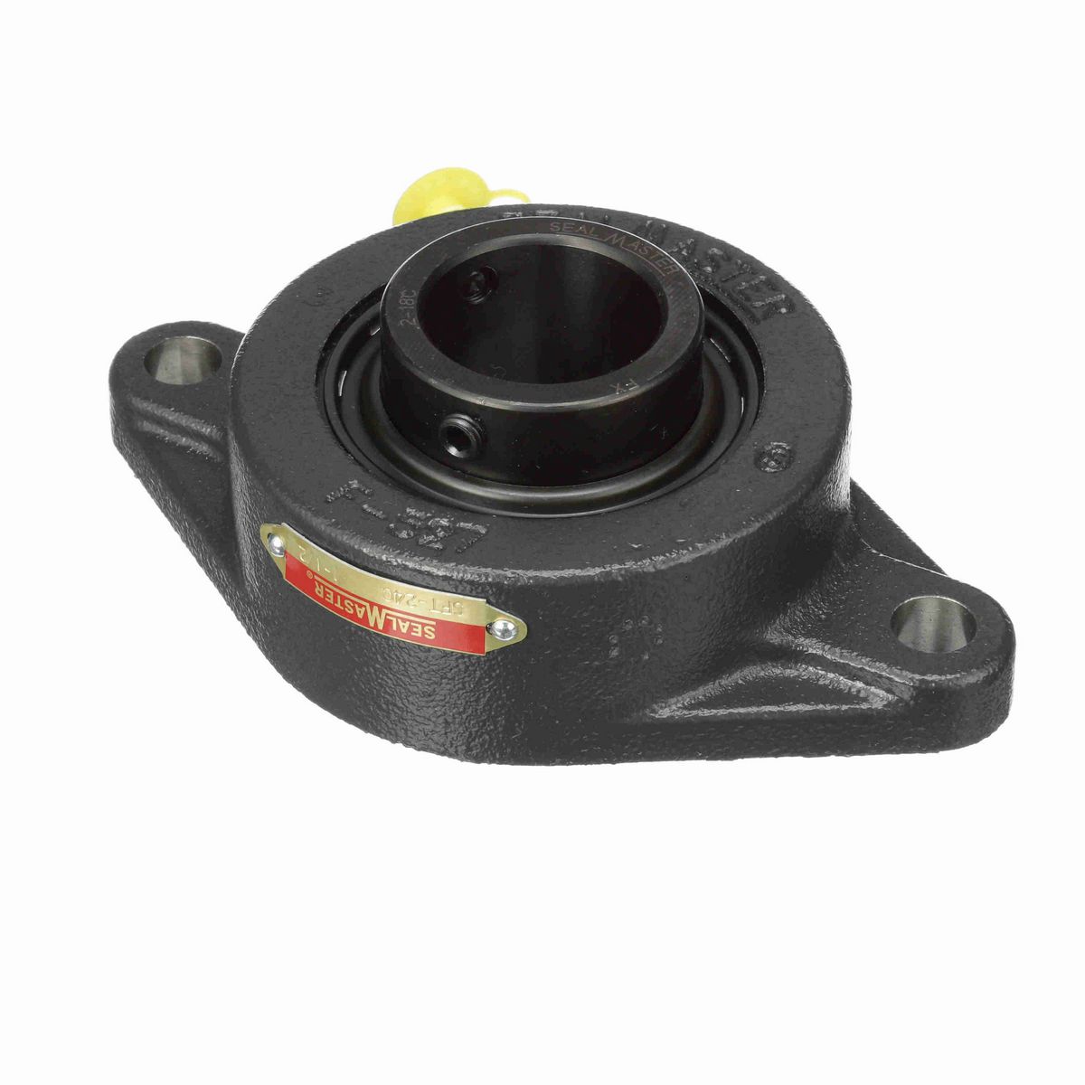 Sealmaster Mounted Cast Iron Two Bolt Flange Ball Bearing - 52100 Bearing Steel, Black Oxided - Setscrew Lock - SFT-24C