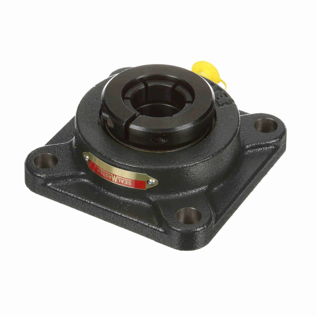 Sealmaster Mounted Cast Iron Four Bolt Flange Ball Bearing - 52100 Bearing Steel, Black Oxided - Concentric Lock - High Vibration Features - MSF-19T BDZ