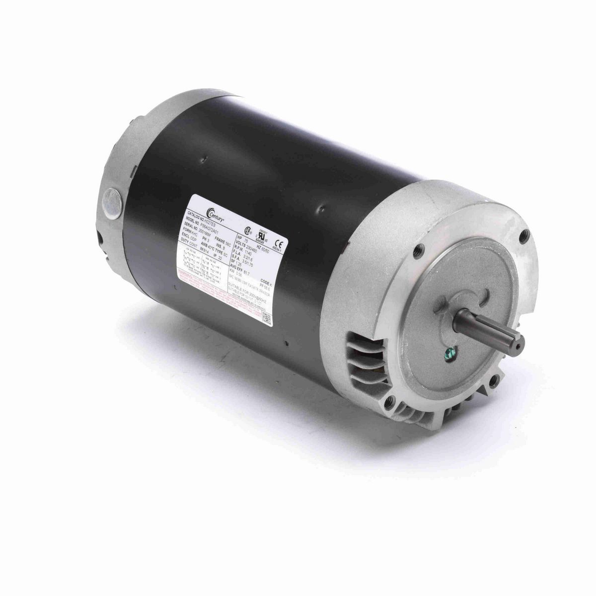Century General Purpose Motor, .75 HP, 3 Ph, 60 Hz, 230/460 V, 1200 RPM, 56C Frame, ODP - H027ES