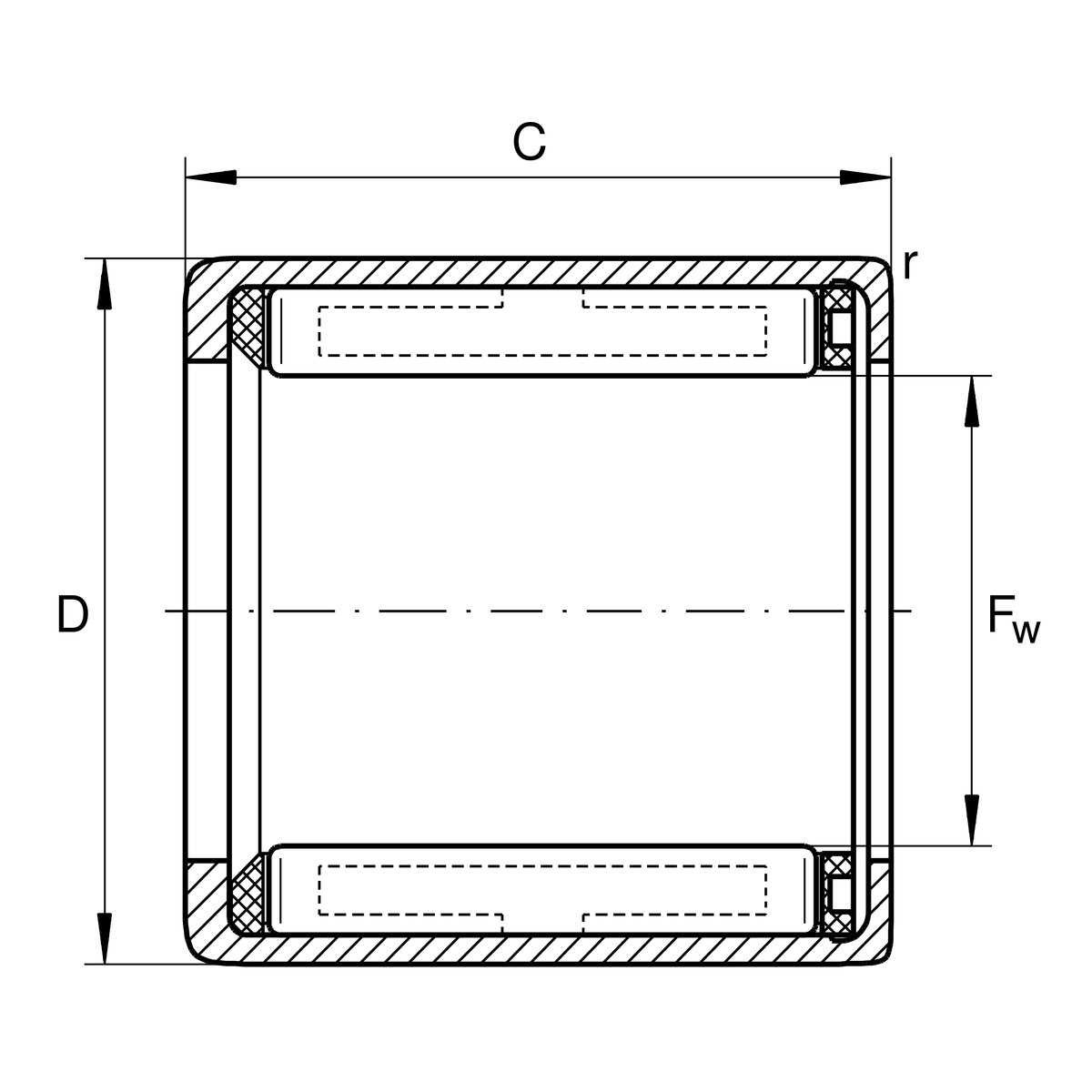 Обгонная муфта со штампованным наружным кольцом INA HF1416