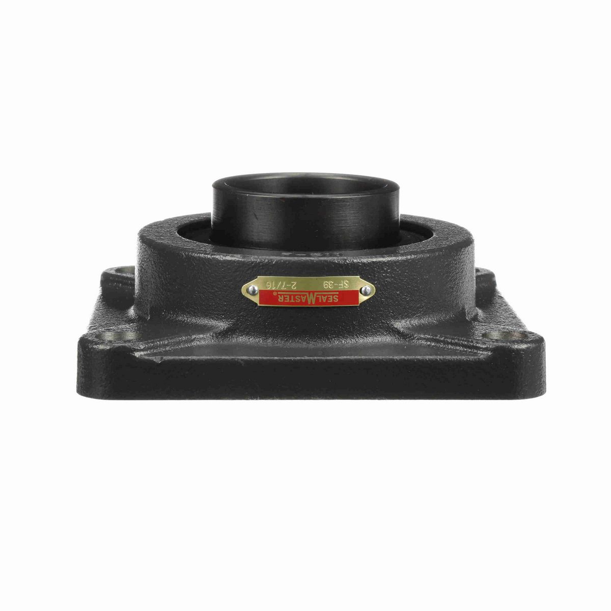 Sealmaster Mounted Cast Iron Four Bolt Flange Ball Bearing - 52100 Bearing Steel, Black Oxided - Setscrew Lock - SF-39