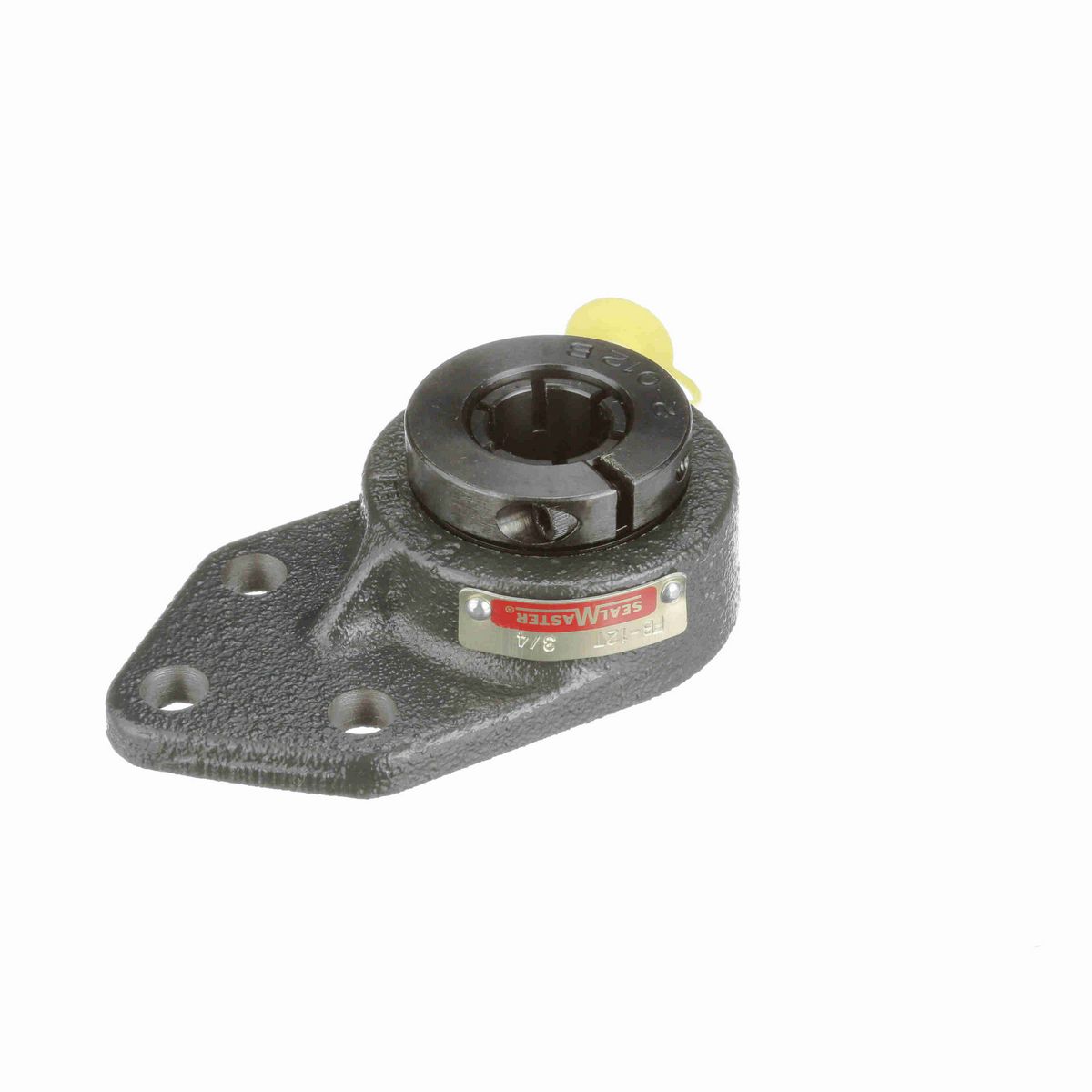 Sealmaster Mounted Cast Iron Three Bolt Flange Bracket Ball Bearing - 52100 Bearing Steel, Black Oxided - Concentric Lock - FB-12T