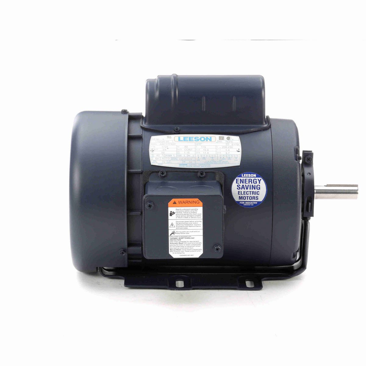 LEESON General Purpose Motor, 0.75 HP, 1 Ph, 60 Hz, 115/230 V, 1800 RPM, 56 Frame, TEFC - 110026.00