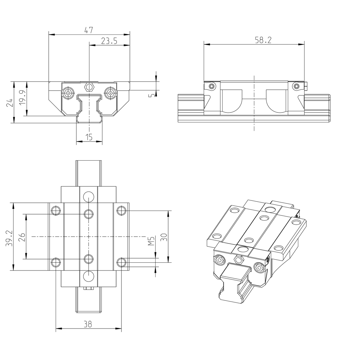 Шариковая каретка из нержавеющей стали Resist NRII Bosch Rexroth KWD-015-FNS-C1-H-0 [R200111304]
