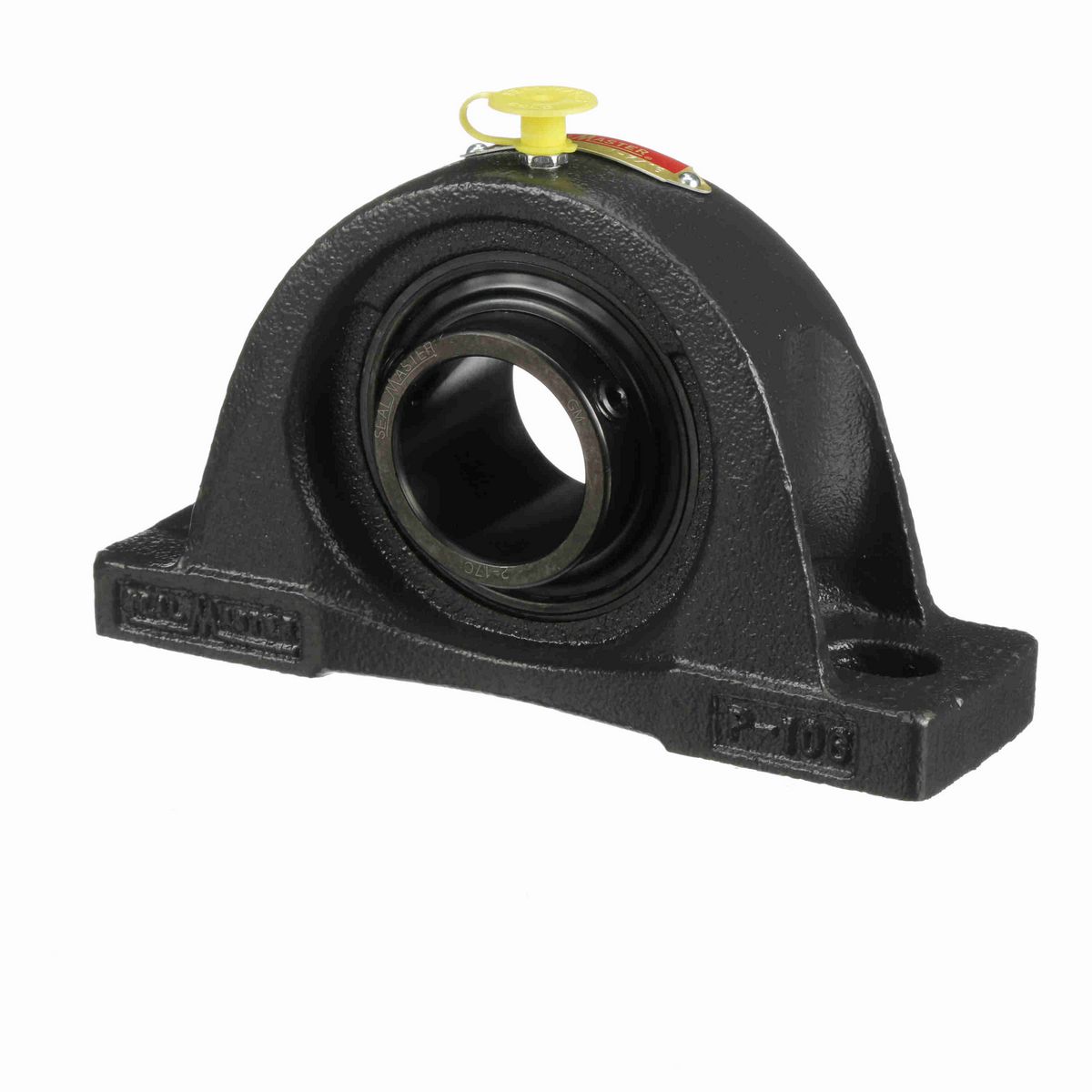 Sealmaster Mounted Cast Iron Two Bolt Pillow Block Ball Bearing - 52100 Bearing Steel, Black Oxided - Setscrew Lock - NP-23C